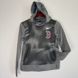 Nike Dri-Fit Boston Redsox Hoodie Small Mens Gray Front Large Pocket Hood Logo